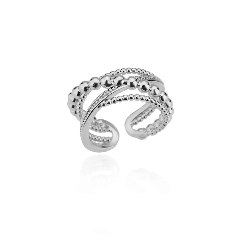 Luxury Zircon Geometric Opening Ring – Gold Stainless Steel