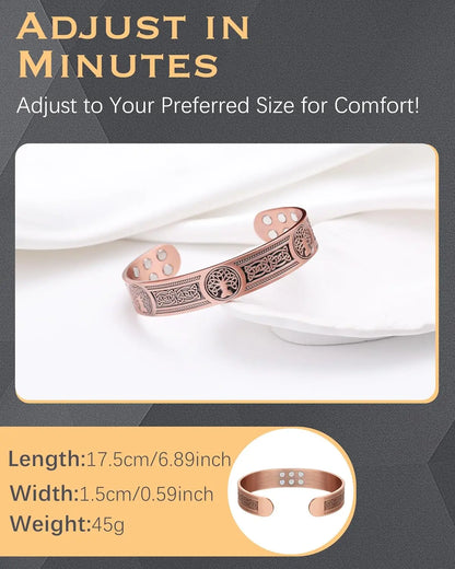 ARADOO Tree of Life Copper Magnetic Bracelet | Unisex Therapy Cuff Bangle