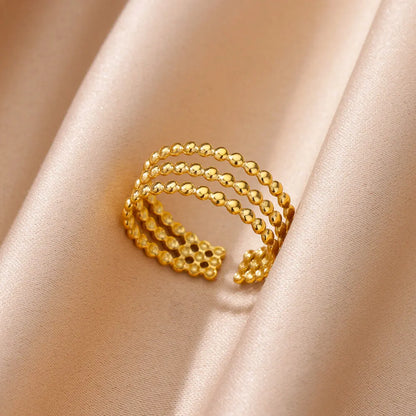 Vintage Chunky Wide Ring – Gold Stainless Steel Open Band