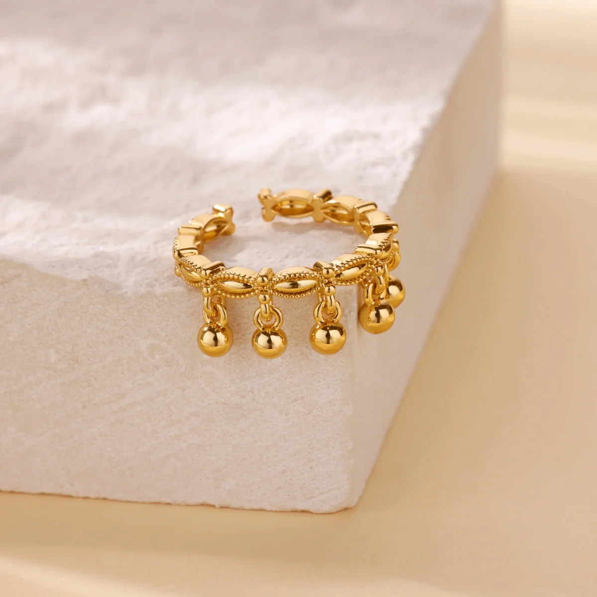 Vintage Chunky Wide Ring – Gold Stainless Steel Open Band