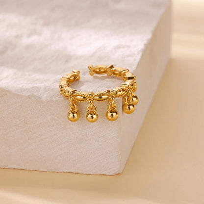 Vintage Chunky Wide Ring – Gold Stainless Steel Open Band