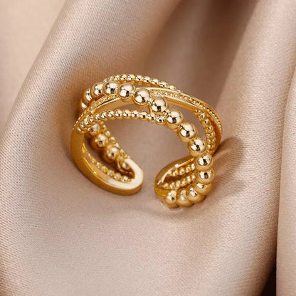 Luxury Zircon Geometric Opening Ring – Gold Stainless Steel