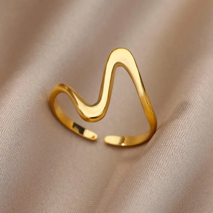 Vintage Chunky Wide Ring – Gold Stainless Steel Open Band