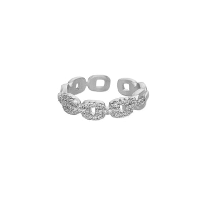 Luxury Zircon Geometric Opening Ring – Gold Stainless Steel
