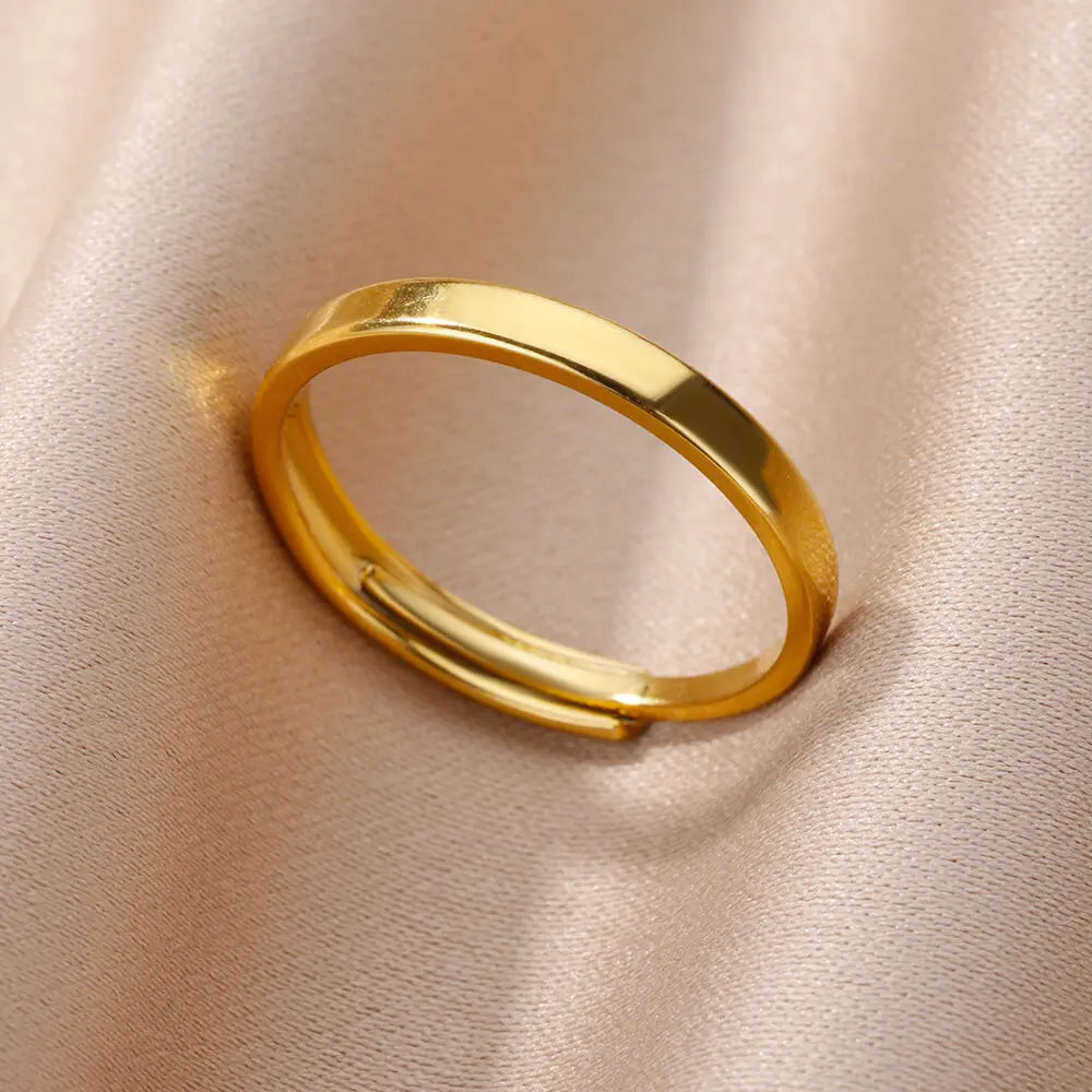 Vintage Chunky Wide Ring – Gold Stainless Steel Open Band