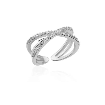 Luxury Zircon Geometric Opening Ring – Gold Stainless Steel