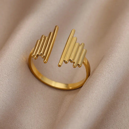 Vintage Chunky Wide Ring – Gold Stainless Steel Open Band