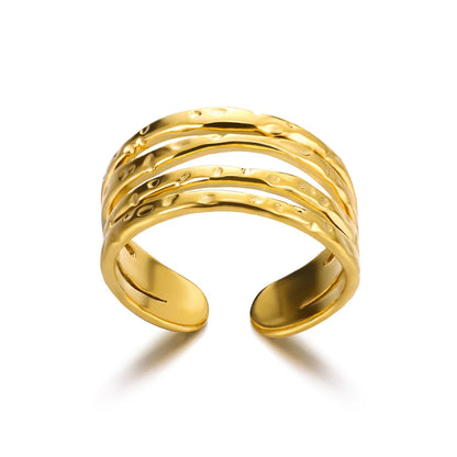 Vintage Chunky Wide Ring – Gold Stainless Steel Open Band