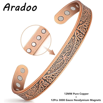 ARADOO Tree of Life Copper Magnetic Bracelet | Unisex Therapy Cuff Bangle
